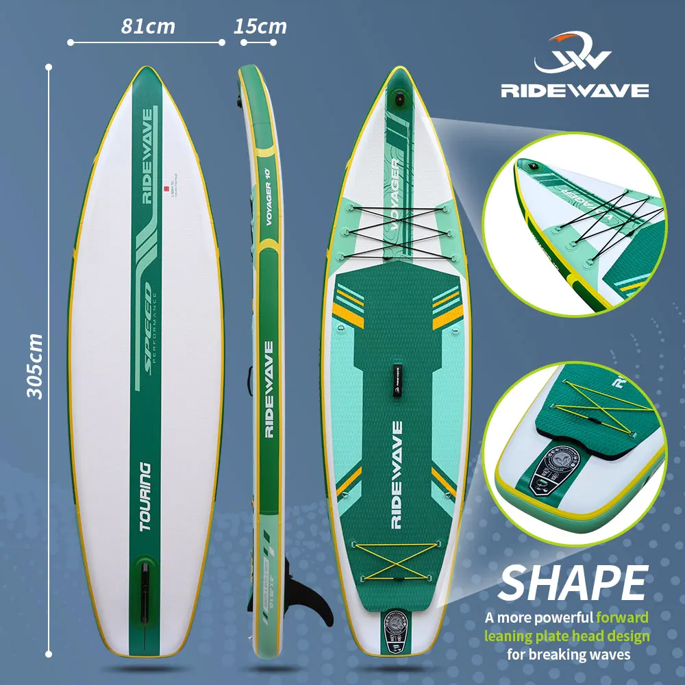 RIDEWAVE Hot Sales Inflatable Fishing Kayak sup Board Paddle Board Surfing Paddleboards 10'6*32"*6" with Pump Paddle