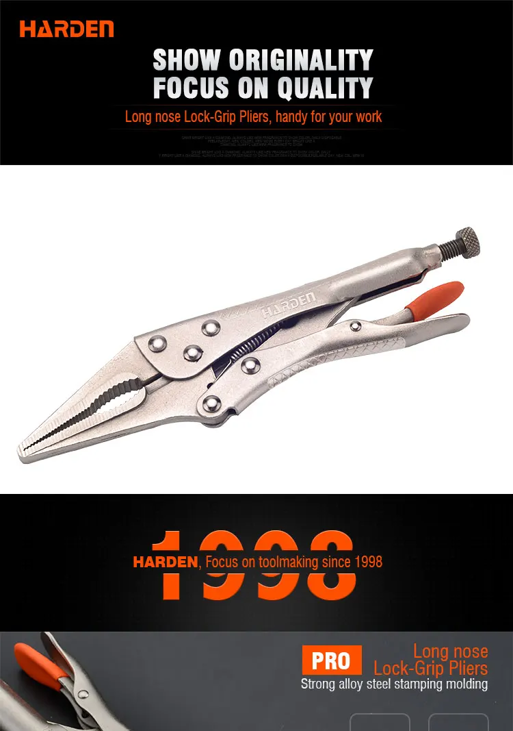 Multi Functional Professional Alloy Steel Long Nose Straight Jaw Locking Pliers