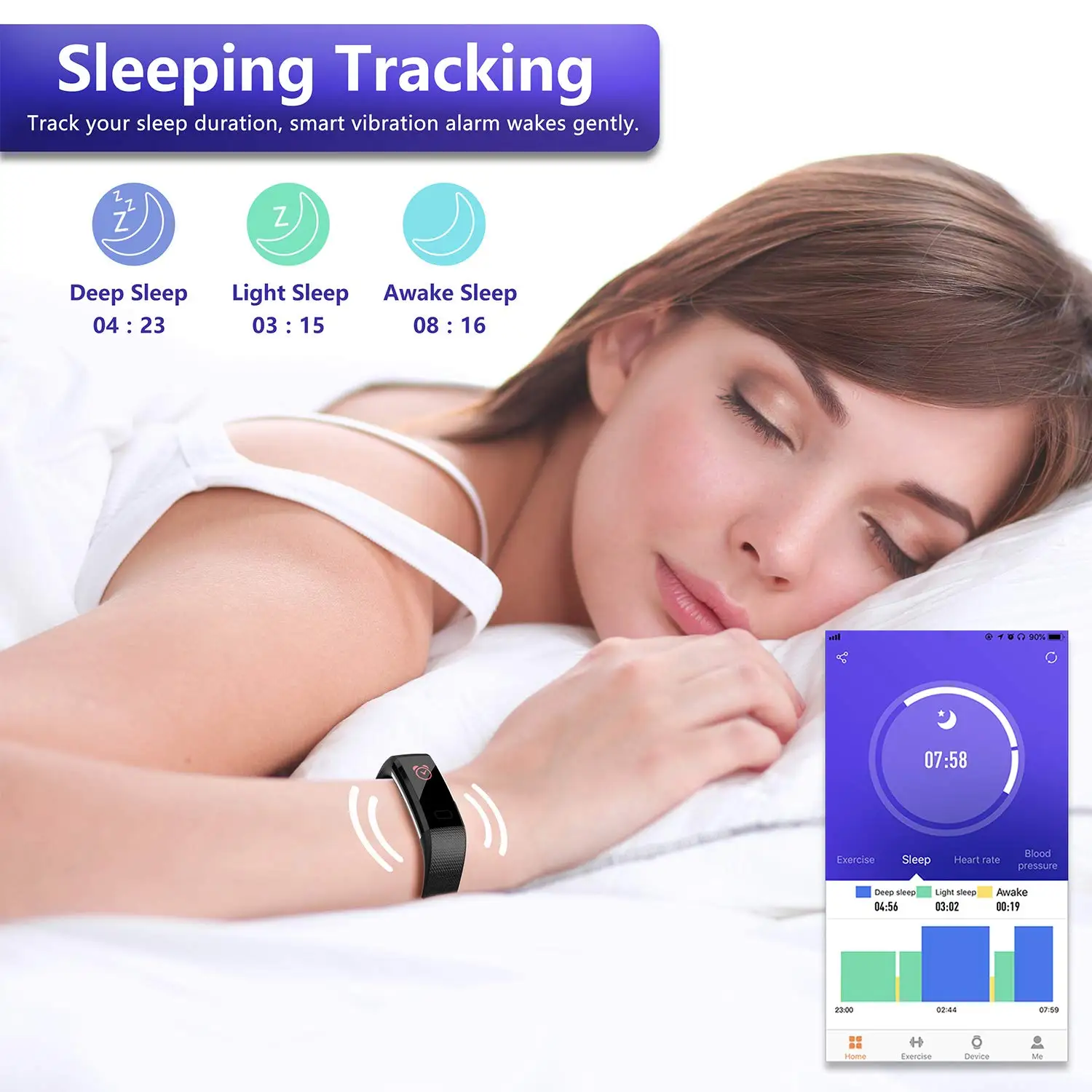 2023 Best Selling Smart Bracelet Fitness Tracker Sleep Monitor for Android/iOS Silica Gel Band Square Shape Heart Rate Tracker
