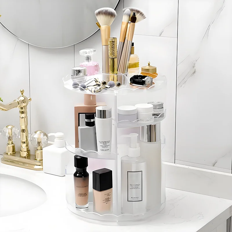 Hot Products DIY 360 Degree Rotating Plastic Transparent Cosmetic Storage Box Makeup Organizer Storage Box