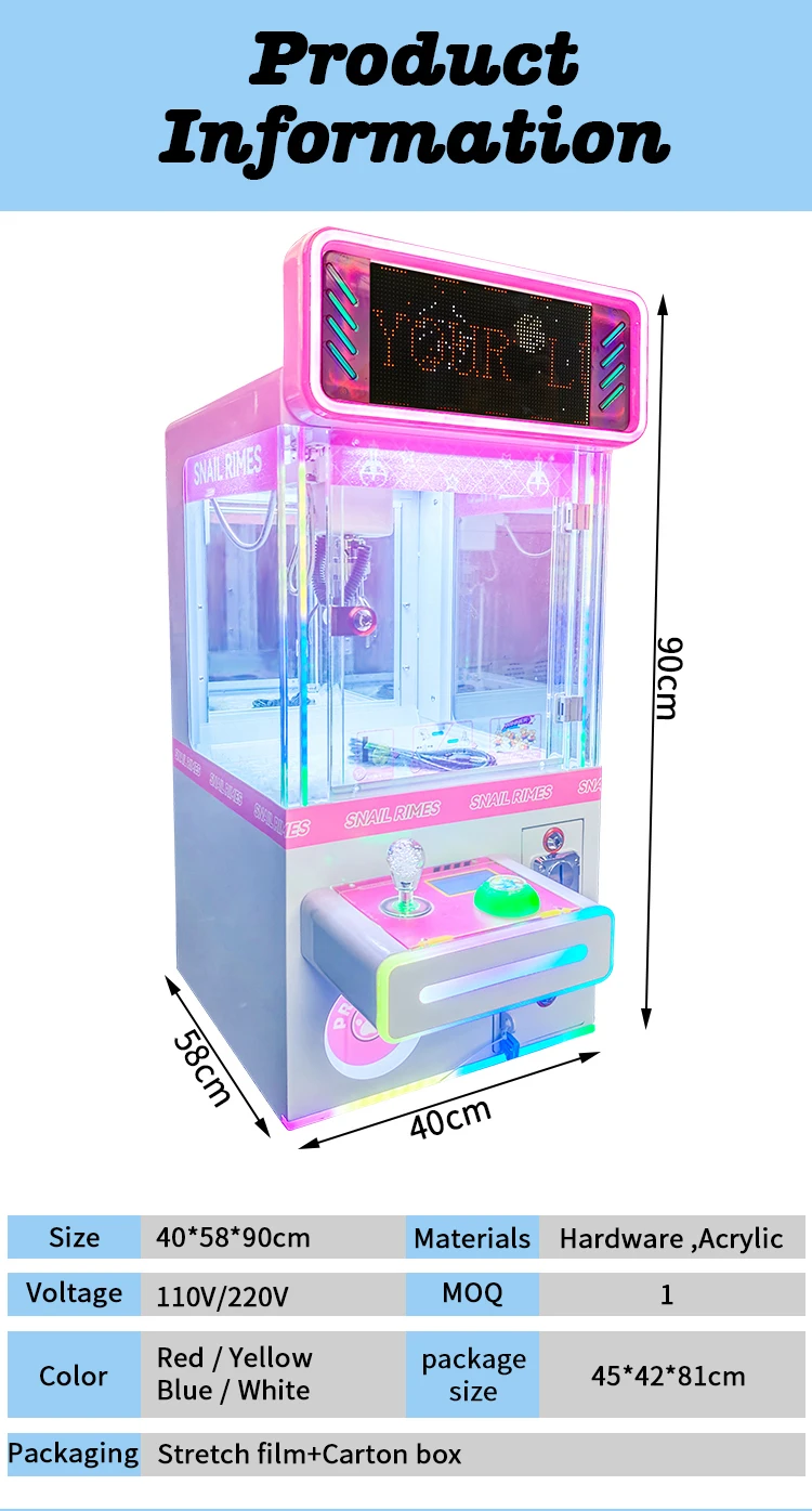 Funpark Doll Crane Machine Toy Catcher Plush Grabbing Coin Operated Games Small Mini Claw Machine Catch Doll Machine factory