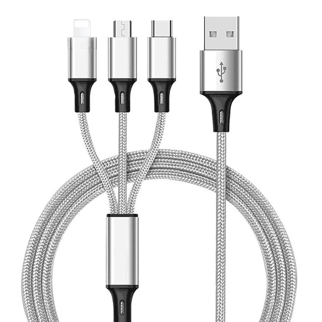 Nylon Braided Fast Charging Three-in-One USB Data Cable - ANKUX.COM