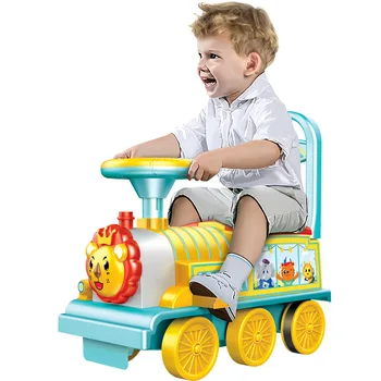 Cartoon Design Musical Lion Children Toys Train Ride On Cars Safe Baby Toys Sit To Stand Baby Learning Walker