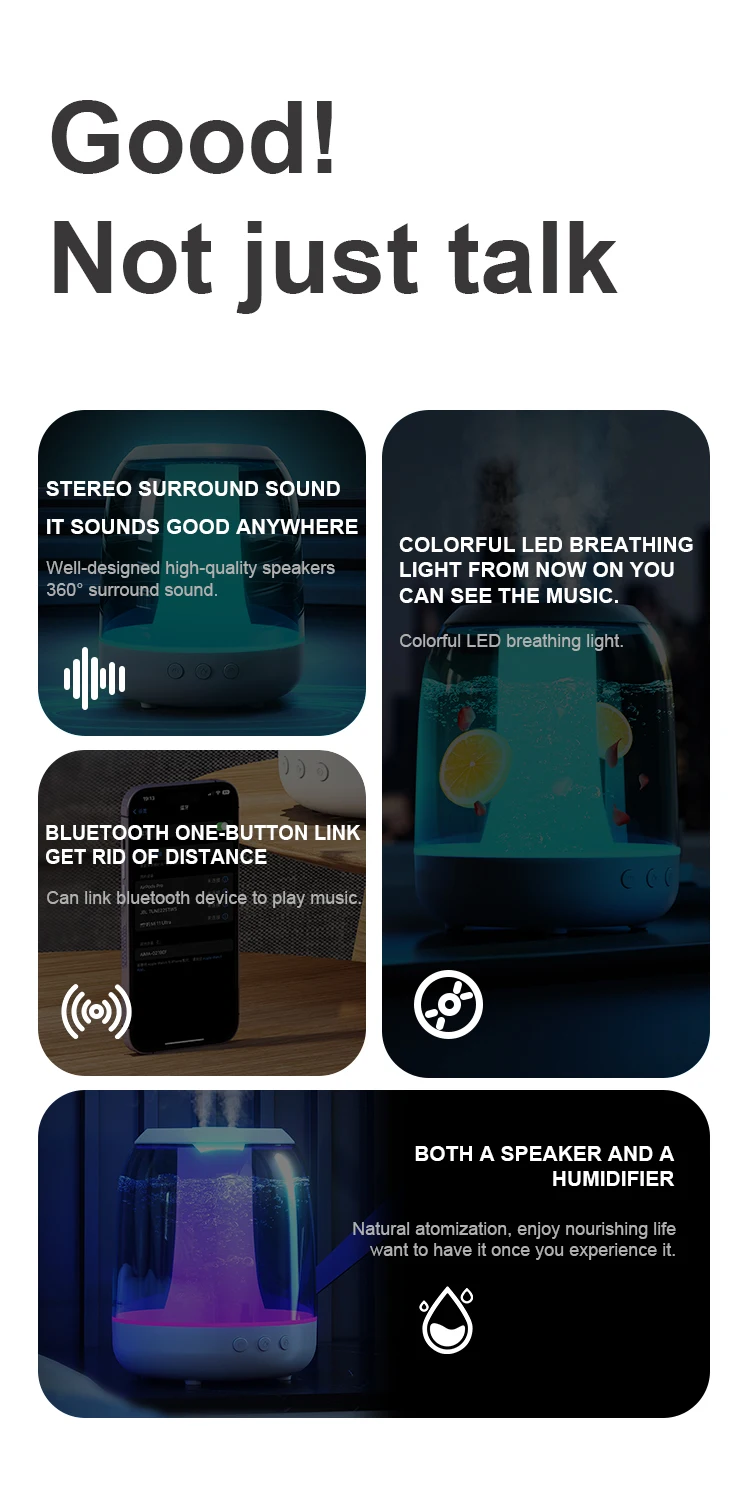 Humidifier 3l Air Flame Humidifier With Bluetooth Speaker Humidifier