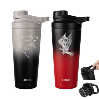 New Design BPA Free Custom Logo Shaker Cup 25oz Double Wall Insulated Stainless Steel Gym Shakers Protein Shaker Bottle