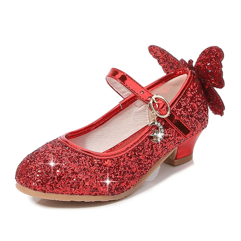 Новое поступление, кожаные туфли для маленьких девочек с кристаллами, с мягкой подошвой и блестками, Детские праздничные туфли принцессы