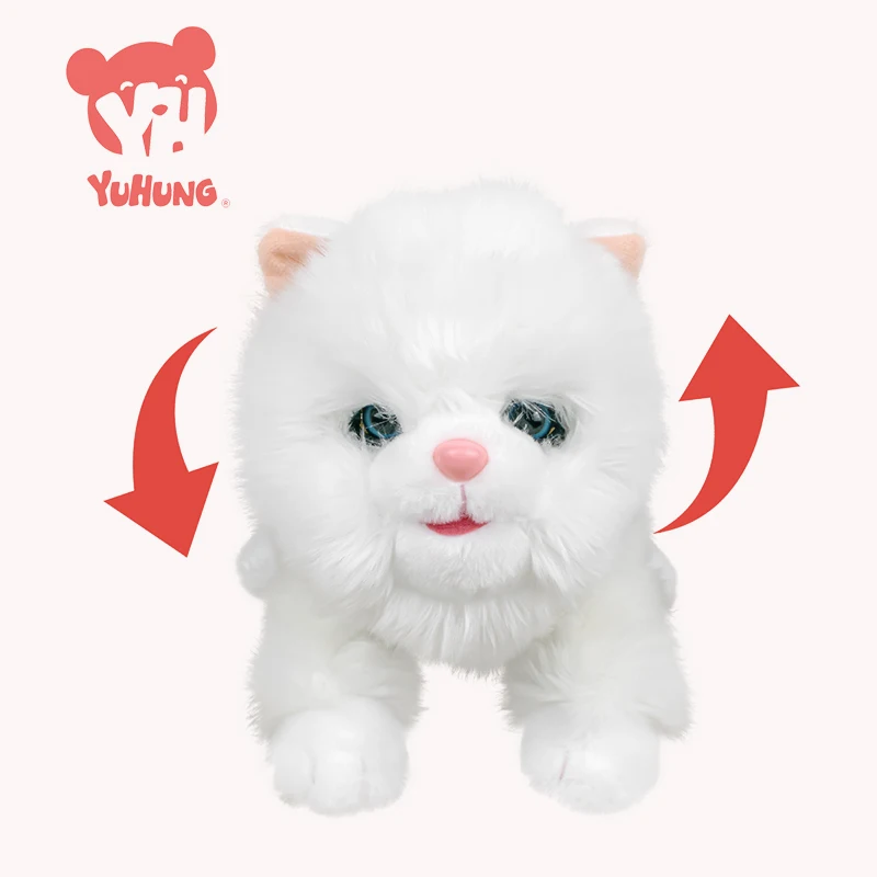 Touch Control Meow and Purring White Plush Ragdoll Robot Blinking Sleep Cat Soft Cotton Stuffed Animal Toy