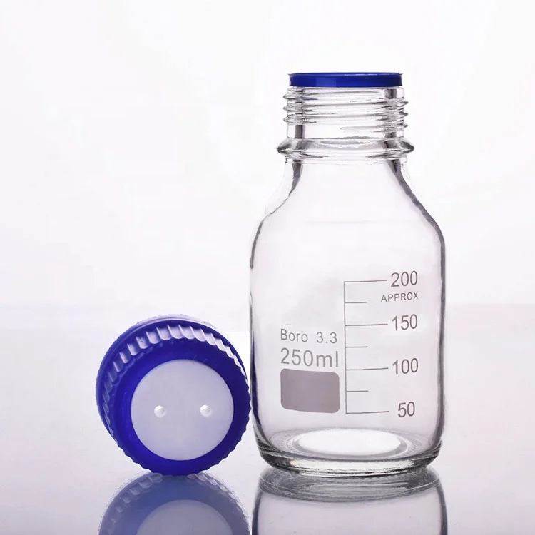 Лабораторная 2000 мл стеклянная бутылка реагента с защитной крышкой GL45