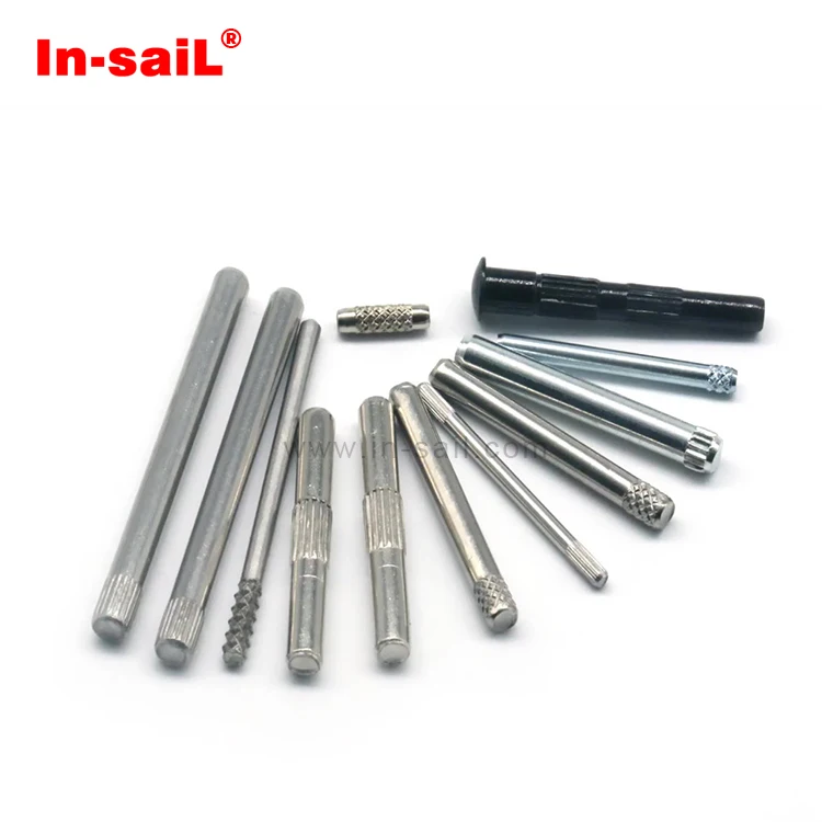 Customized Stainless Steel Straight Pins Cylindrical Knurled Threaded