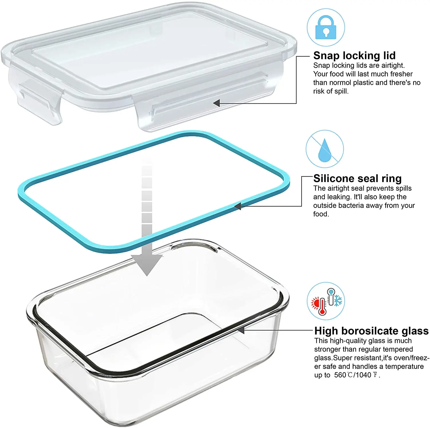 21.6 Oz Leak Proof Snap Lid Storage Container