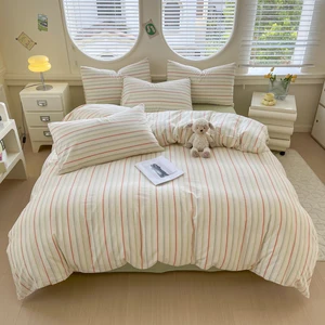 Stripe Duvet Cover Set European Style Cotton Customized 3pcs Duvet Cover Yarn-dyed Home Bedding Set