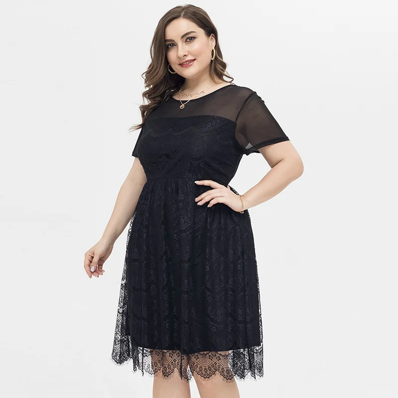 chinese dress ladies Imani Crochet Lace Dress, 16 / Blush by Donna Morgan AMOUR781 main image 1