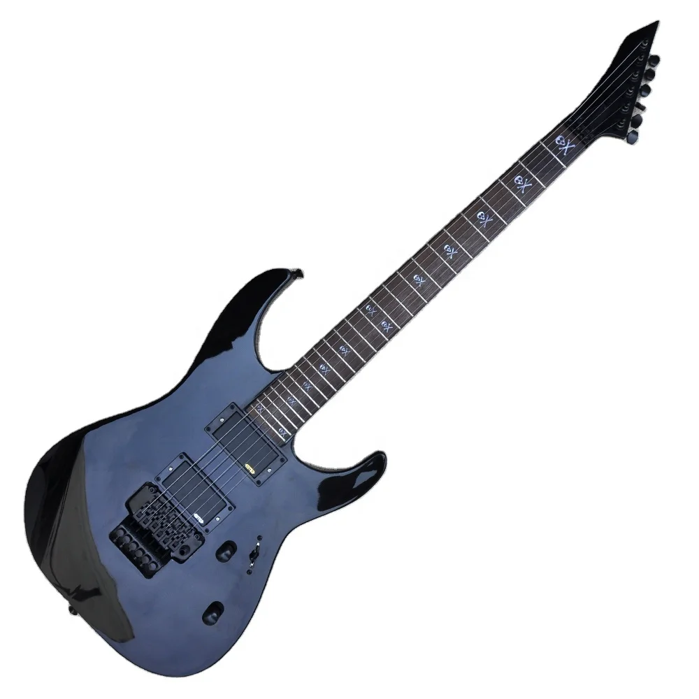 Flyoung Black Electric Guitar with Floyd Rose Bridge - Custom Made