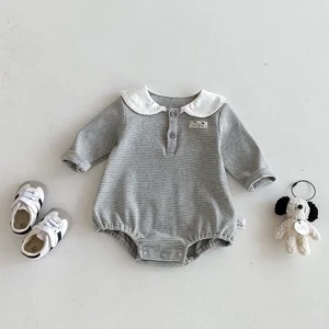 Autumn New Unisex Baby Romper Long Sleeve Jumpsuit Striped Pattern Casual Infant Toddler Rompers ODM Customized