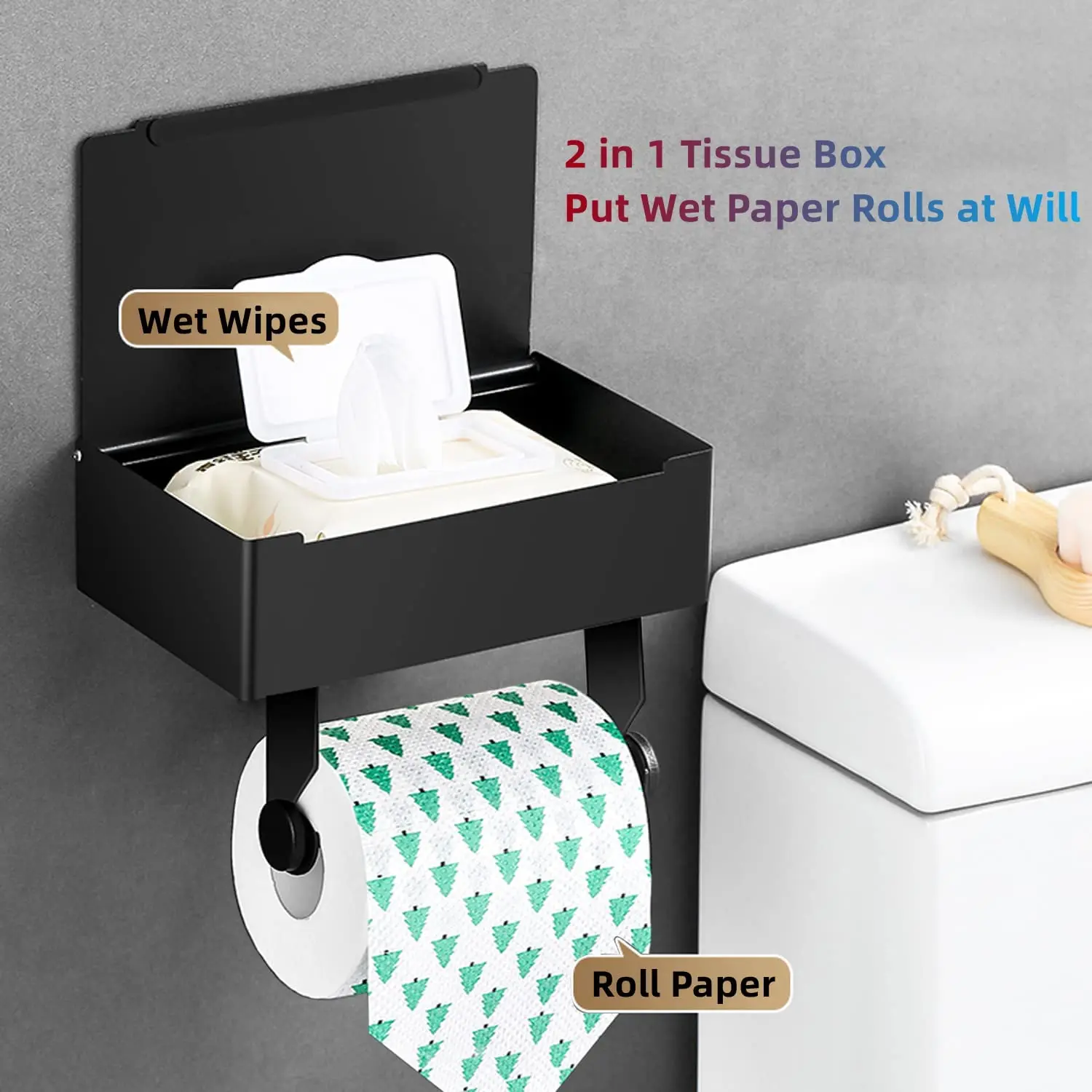 Wc Rolhouder Stainless Steel Wall Mounted Black Tissue Holder Bathroom