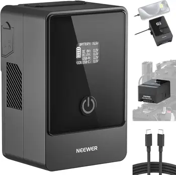 Neewer V Mount Battery PS099E with Type C Cable, 6800mAh 99Wh  Mini V Lock with OLED Display,for Video Camera Monitor Camcorder