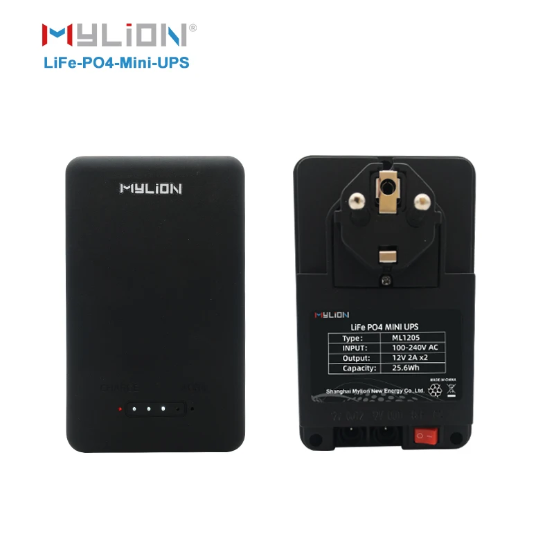Mylion 12V 2A Mini DC UPS Power Supply 12V Wall Adapter Lifepo4 Battery Backup BBU for Emergency Phone System