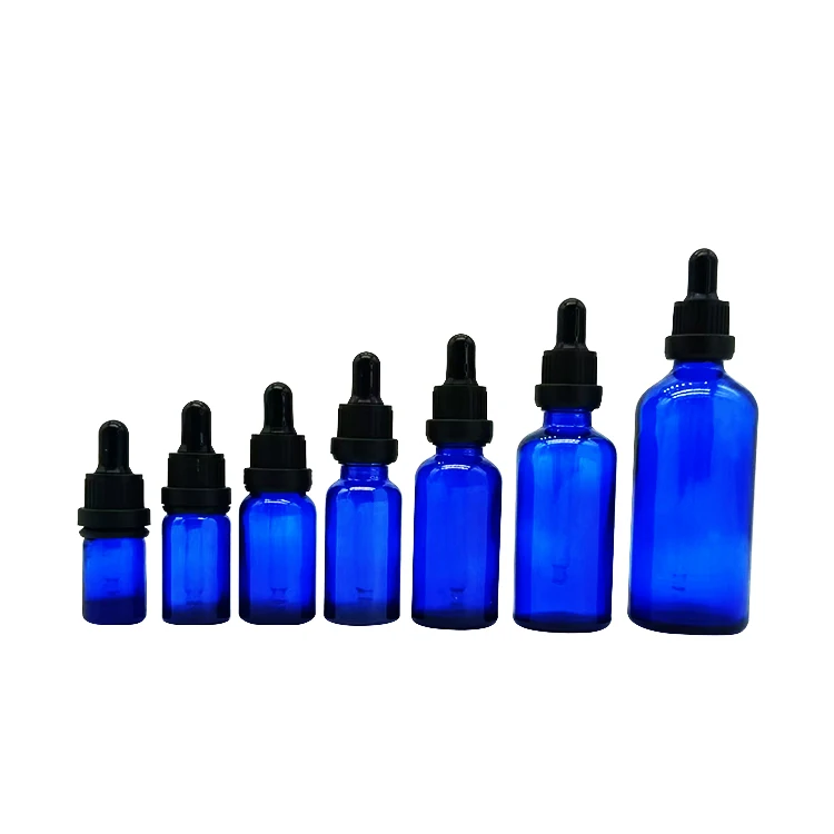 Wholesale spot 5ml 10ml 15ml 20ml 30ml 50ml 100ml empty blue essential oil bottle