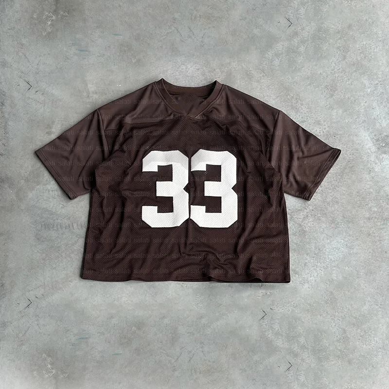 Custom V Neck Quick Dry Heavyweight Boxy Puff Printing T Shirts Mesh Soccer Baseball Basketball Football Jersey T-shirts for Men gallery 9