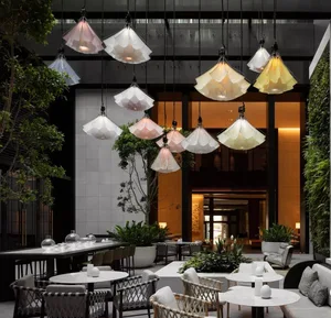 Flower Pendant Lighting Fixture up and Down Hanging Lamp Sunflower Blooming Silk Lily Dynamic Machinery Chandelier