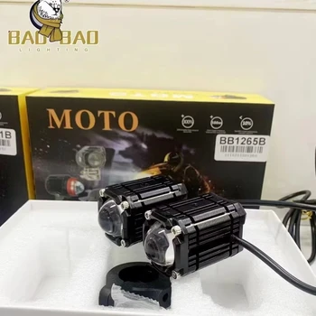 BAOBAO BB1265 Mini Driving Led White Yellow Red Evils Eyes Flash Auxiliary Head Light Motorbike Headlights for Motorcycle Moto