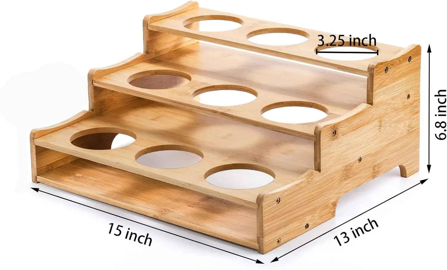 product 3 tier bamboo spice  wine rack countertop freestanding kitchen organizer eco friendly multifunctional step storage shelf-0