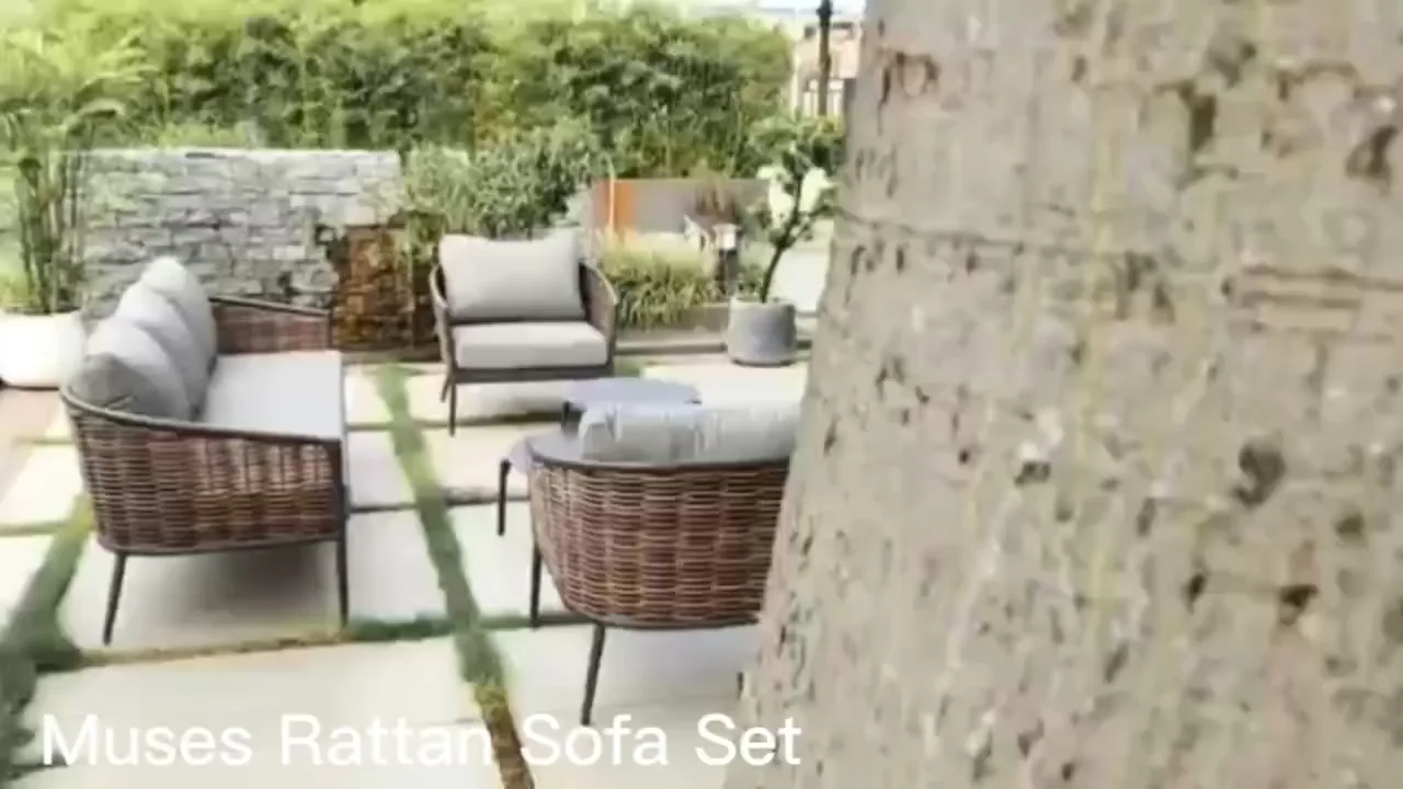 Artie Garden Outdoor Patio Furniture Rattan Sofa Set Easy Clean