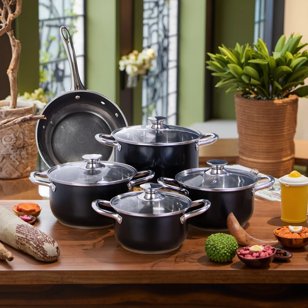 Dessini Modern Design Indian Kitchenware Set Quality Metal Saucepan Classic Style Granite Marble Cookware Factory Wholesale