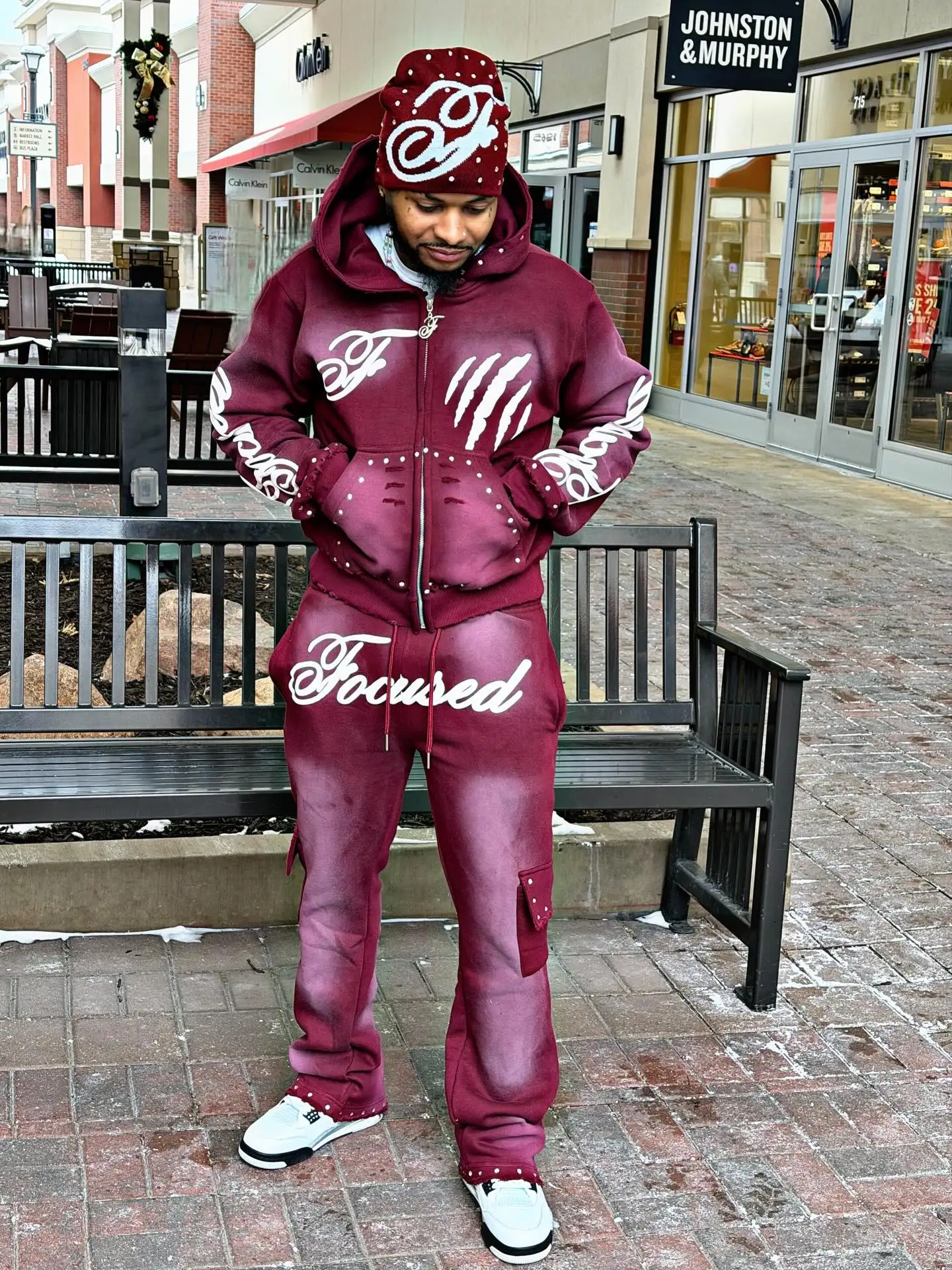 SALATI Custom High Quality Cotton Tracksuits French Terry Flared Sweatpants and Hoodie Men Streetwear Acid Wash Sweatsuit Set gallery 7