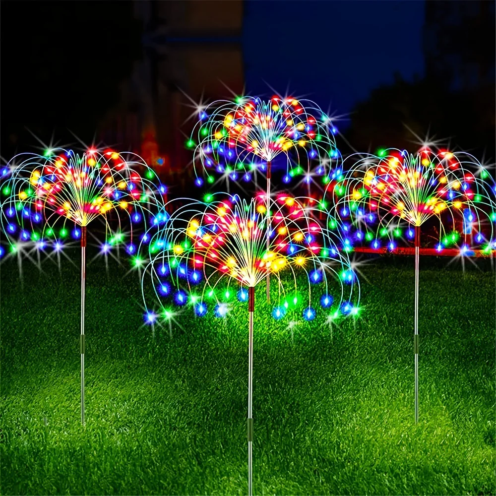 Solar Led Light 3D DIY Firework Stake Light for Garden Pathway Landscape Holiday Party Christmas Lawn Security Outdoor Decor