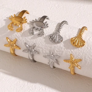 Wholesale Bulk Minimalist Stainless Steel Sea Inspired Cuff Bangles Waterproof Bracelets for Fashion Resellers