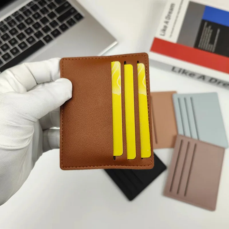 Custom Printing Logo Slim Small Size Credit Id Card Organizer Pu Leather Card Holder Wallet