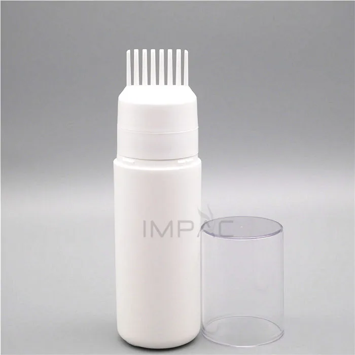 Transparent Cap Custom Color Plastic Hair Growth Oil Packaging with Comb Applicator 150ml 5oz Container Bottle