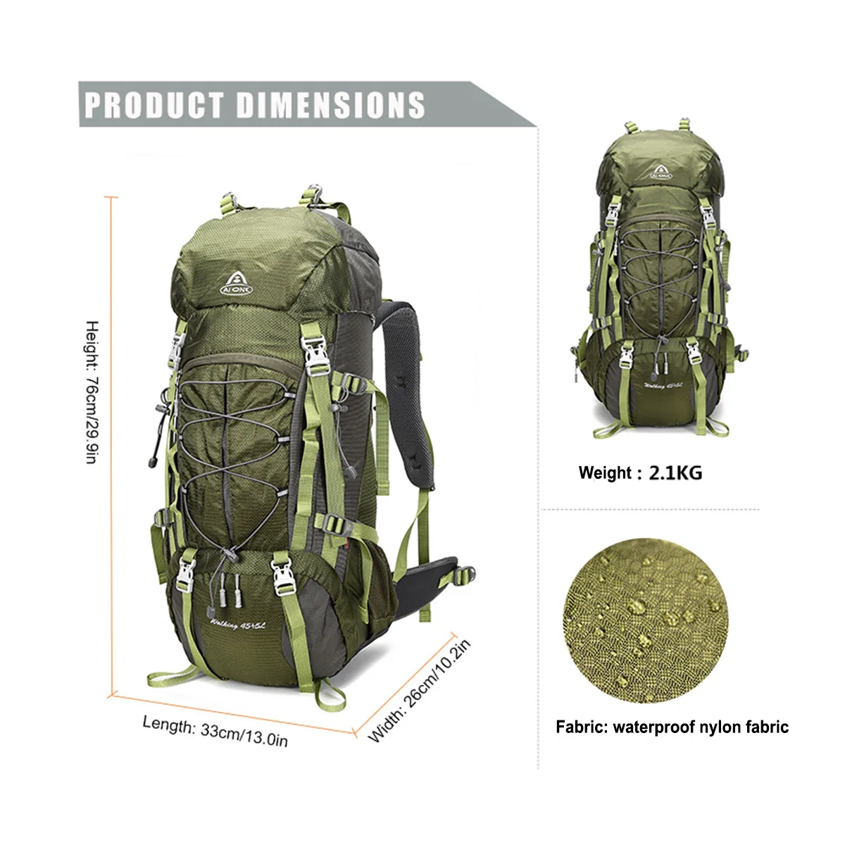 45l Backpack Waterproof 45L Hiking Backpack for Men and Women - Durable Trekking ...