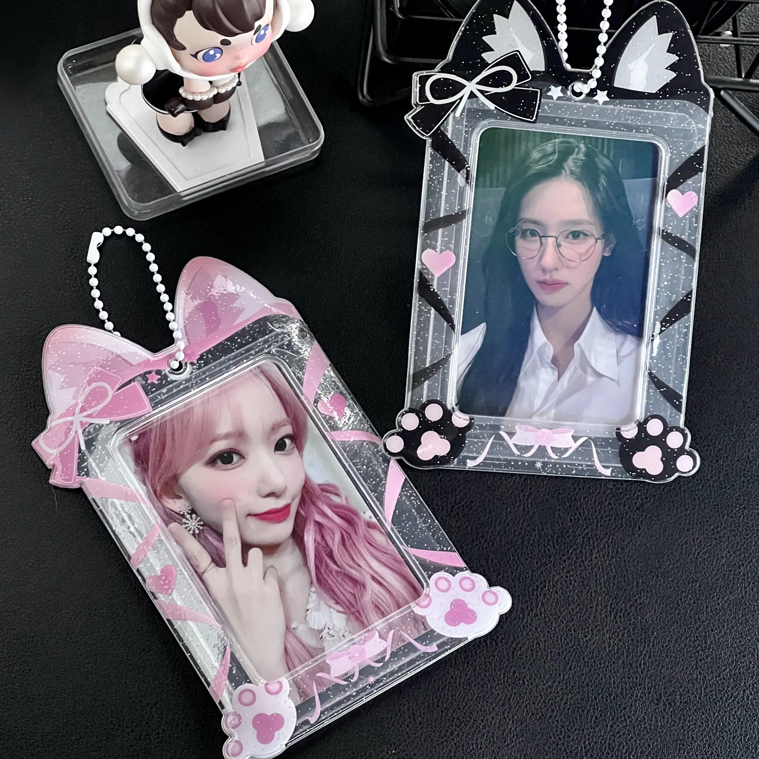 Portachiavi Portafoto Acrilico Trasparente – Custodia Per Carte E Foto, Carino Stile Coreano