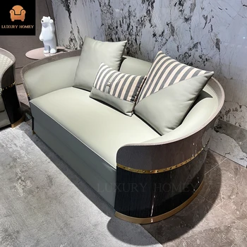 Luxury High-End Contemporary 2-seat Leather Sectional Sofa Wood Legs-Durable for Hotels Living Rooms Villas (10-Year Warranty)