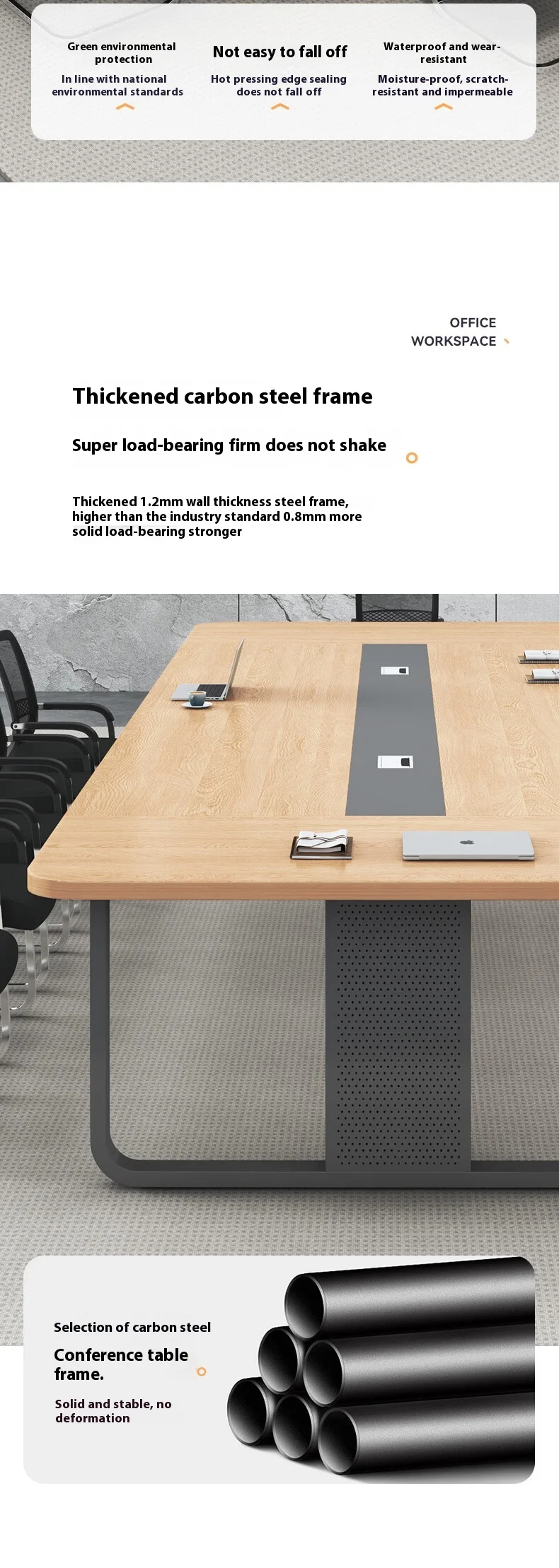 Modern Wood Panel Office Furniture Desk Set for Conference Room Boardroom Table and Meeting Tables with Comfortable Chairs