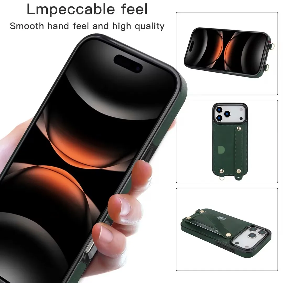 Coque portefeuille de luxe en cuir pour iphone 17 pro max lanière_voghion.com