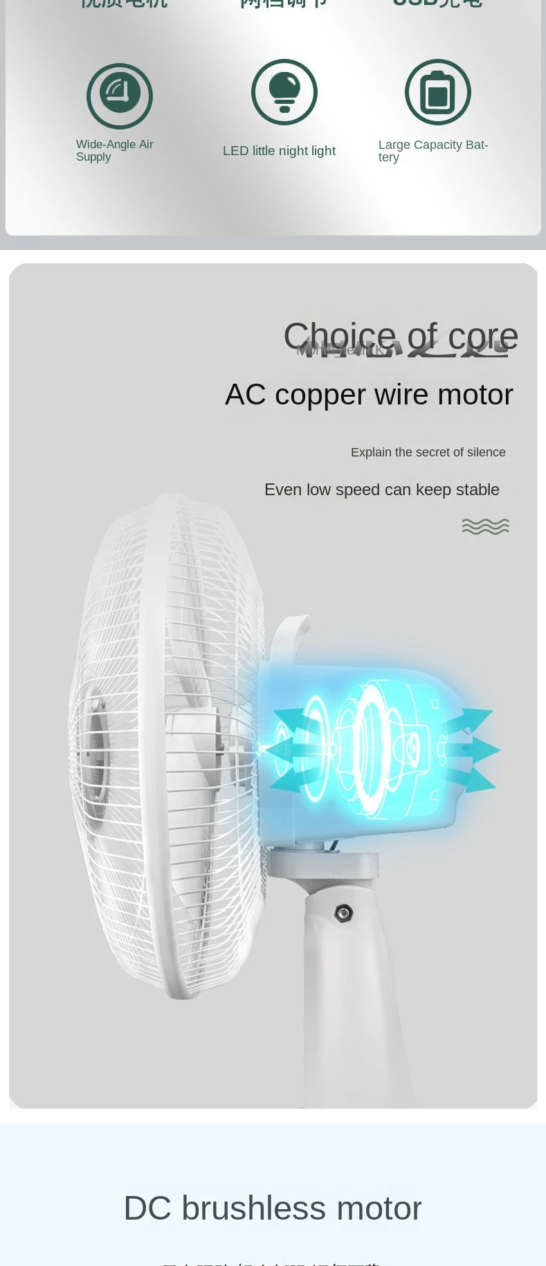 12 Inch AC/DC Charging 6V Table Electric Fan with Light and extra Bulb ...