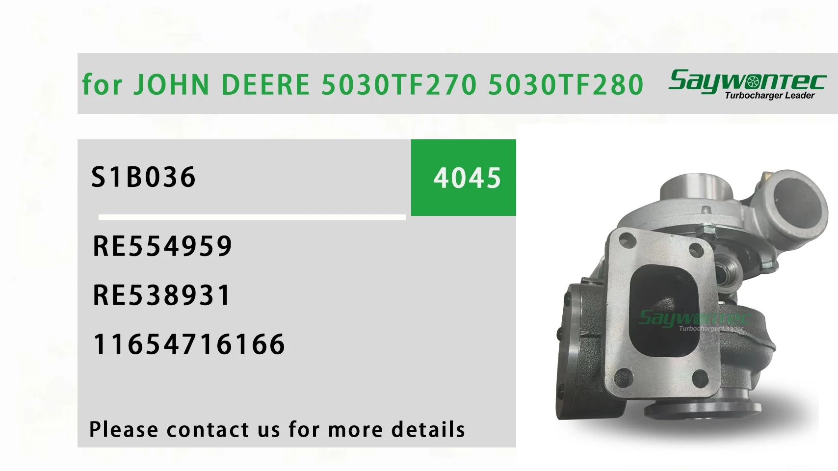 Turbocharger 49335-02532 for JOHN DEERE 4045 Diesel Engine
