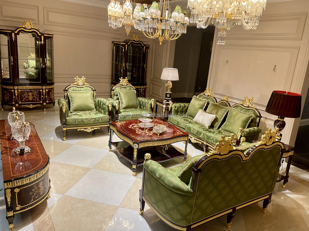 Salon Sofa Set Homedecor Furniture with Inlay Details