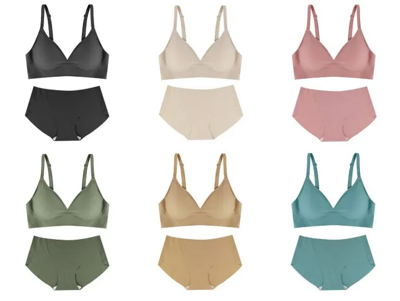 Custom Wholesale Seamless Solid Bras Wire Free Jelly Bra Set For Women
