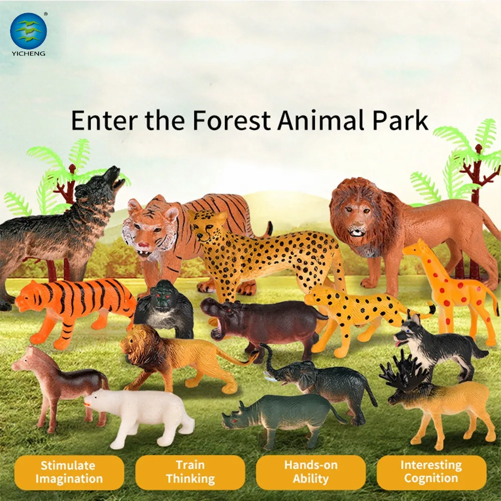 2022 Yicheng New Popular Cheaper Farm Animal Model Toy 30 Pcs Plastic Forest Animals Toys Wild Animals Toy for Kids