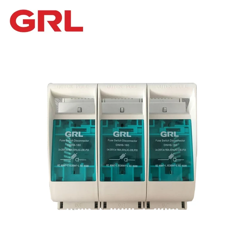 GRL DC Power NH Fuse Switch Disconnector DNH9 Series 1P 2p 3p DC SWITCH Dc Solar Disconnect Fused Switch