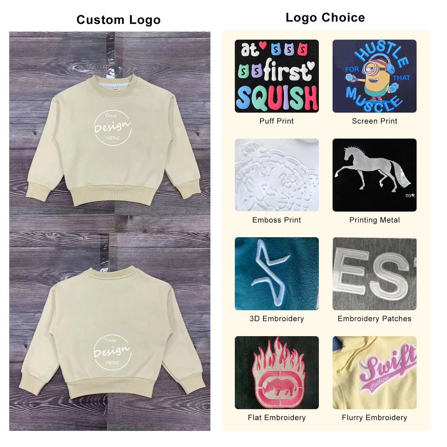 JL826C Baby Thick Sweater Long Sleeve Embroidery Clothing Sweatsuits Men Crewneck Sweatshirt