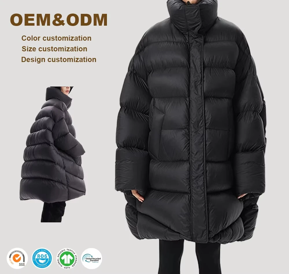 Medea Custom Black Shiny Cropped Puffer Down Jacket Winter
