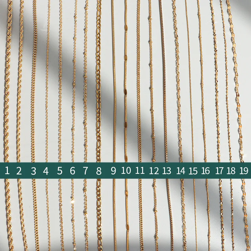 18K Gold Copper Alloy Titanium Steel Cross Chain Gypsophila Snake Bone Twist Box Chain Fish Mouth Vertical Square Chain Necklace