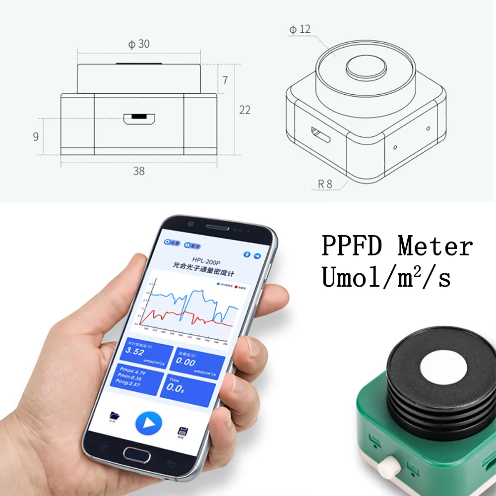 Hopoo Portable Spectrometer Par Meter PPFD Meter