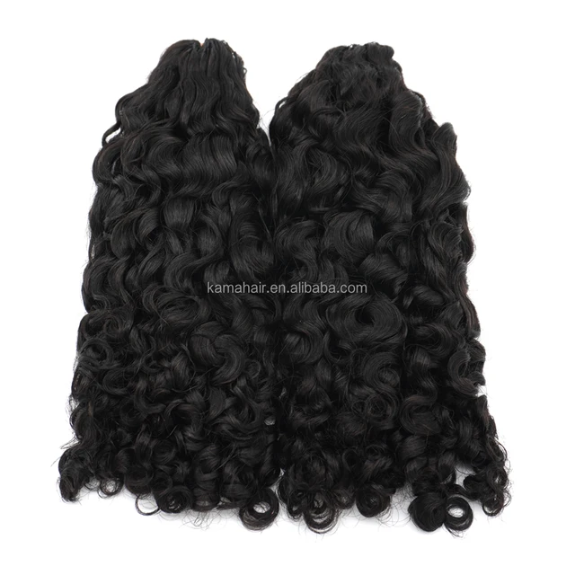 KAMA Feather Tip Crochet Hair Wholesale Burmese Curly Feather Crochet Hair Extension Double-strand