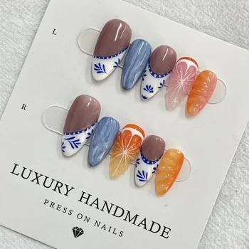 10Pcs Colors Wholesale Hand Paint Gel  Best-selling Beautiful Luxury Customized Handmade Press on Nails